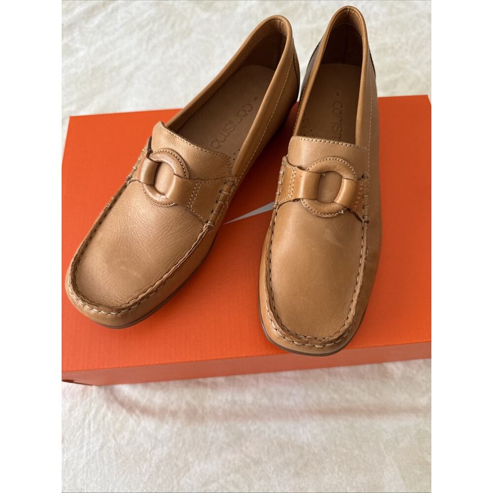 CARISMA SZ 8 TAN/CAMEL LEATHER SLIP ON WOMEN LOAFERS SHOES Cindy Mocassin